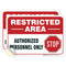 Restricted Area Authorized Personnel Only Stop Sign, 10x7 Inches, 4 Mil Vinyl Decal Stickers, 2 Pack, Made in USA