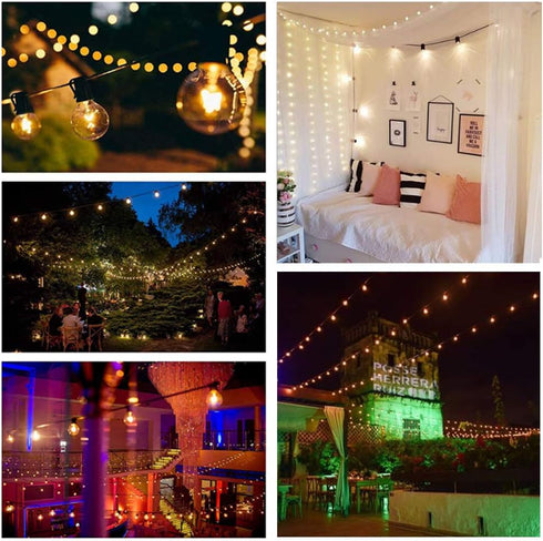 25FT 27 G40 Bulbs (2 Commercial C7/E12 GOOTHY Outdoor String Lights, Hanging Patio Lights String with Clear Globe