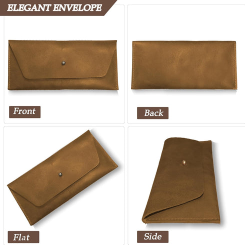 succor Genuine Leather Cash Envelopes for Men, Reusable Budget Wallet, Retro Clutch for Minimalist