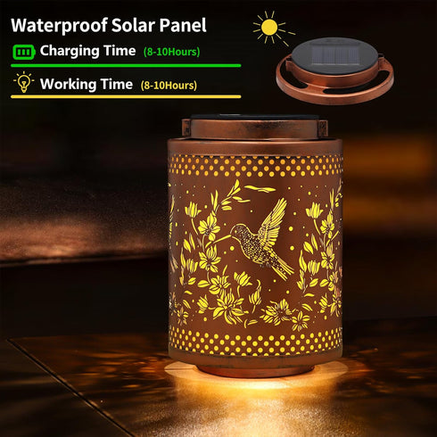 Hummingbird Solar Lanterns Garden Decor Birthday Gifts for Women Mon Grandma Metal Hanging Solar Lights Waterproof