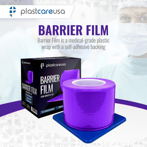 4"x6" 6.5nm (1 1200 Purple Barrier Film Roll - Thickness Medical Grade Surface Protective Dental Barrier Film