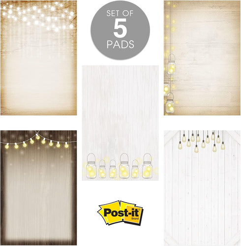 Rustic Farmhouse Sticky Note Assortment / 4" x 6" Repositionable Sticky Note Set/Set of 5 Illustrated Country Pads/Made in The USA