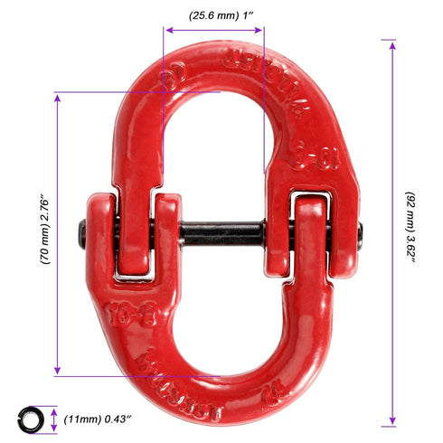 JOIKIT 5 Pack 3/8 Inch Coupling Link, Grade 80 Alloy Steel Hammer Lock Chain Connector, 7100 Lbs Working Load