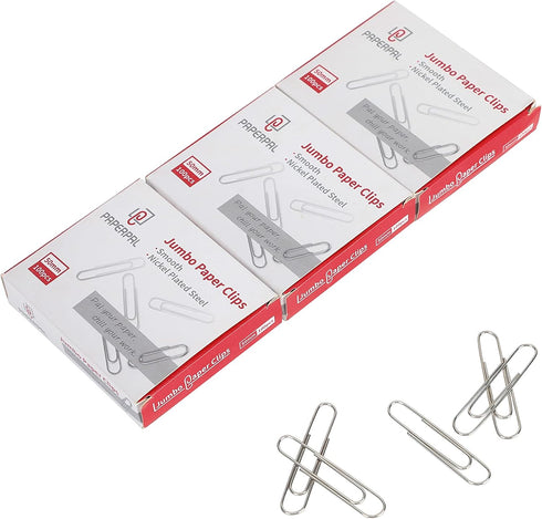 Jumbo Paper Clips, 300 Large Silver Paperclips (3 Boxes of 100 Each) for Office and School Use
