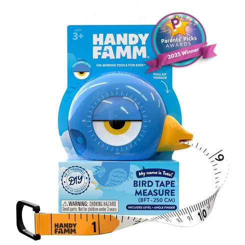 Handy Famm 8ft Blue Bird Tape Measure for Kids STEM Educational Tool