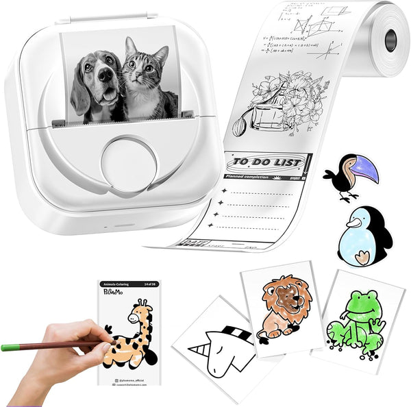 Itari Mini Printer - Q02 Sticker Printer Machine with 1 Roll Paper, Bluetooth Pocket Printer for Photos, Journals,