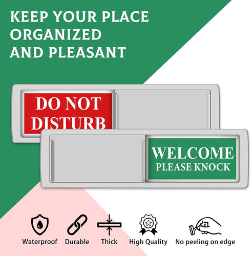 Privacy Sign - Do Not Disturb/Welcome for Home Office, Restroom, Conference, Hotel, Magnetic Slider Indicator