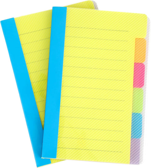 Sticky Notes Set 2 Pcs Tabbed Self Stick Lined Note Pad Tabs Notebook Portable Stickers Post Stickies Writing Pads Supplies Bright Color Lined Tags Fit Office, Planner by Gjinxi