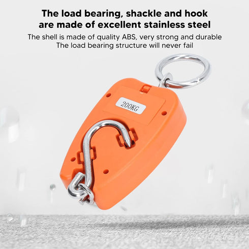 440lb Digital Hanging Scale with LCD Display, Multifunctional Portable Handheld 200Kg Load Mini Crane Hanging Scale