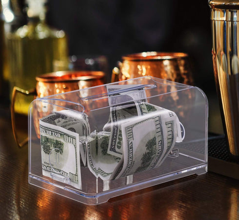 Tip / Donation / Suggestion / Business Card Collection Box with Lock in Clear Color by Polmart