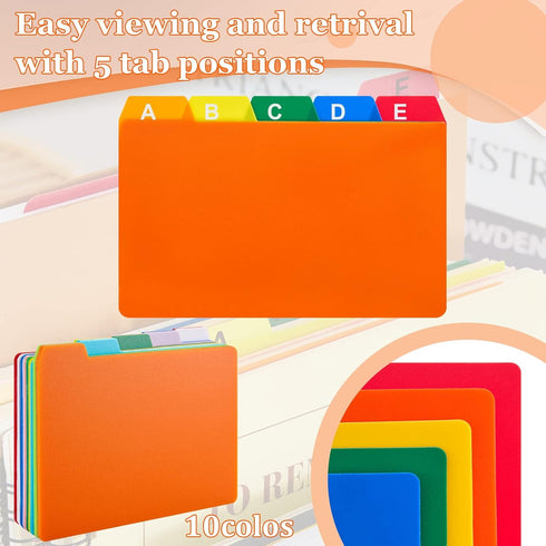 Lewtemi 50 Pieces Index Card Dividers Set with Tabs - Alphabet Tabbed Guides & Self-Adhesive Number Stickers (Multi