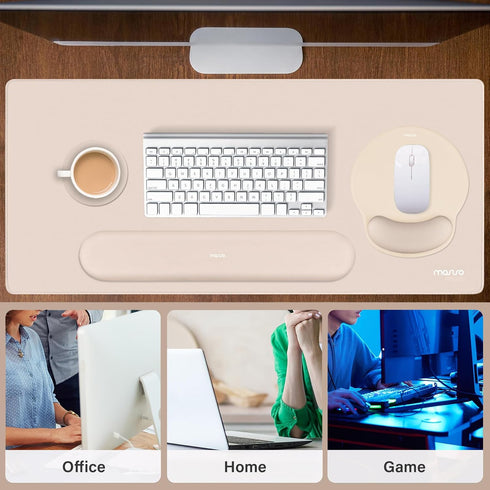 Set, MOSISO Wrist Rest for Keyboard Mouse Pad Large Gaming Deskpad&Circle Curved Mousepad&Keyboard Wrist Rest&Coaster