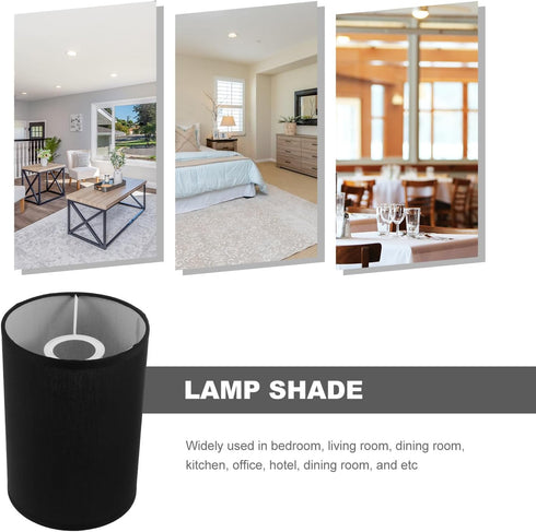 E27 Round Lamp Shade for Table and Floor Lamps, Socket Compatible, Black Decorative Lampshade Cover, Modern Small Size