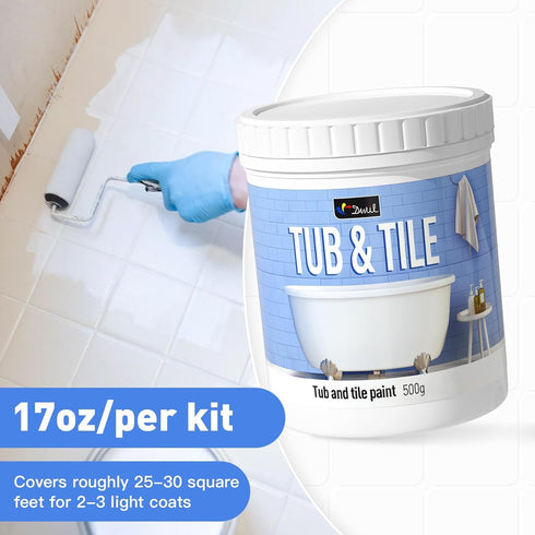 16.5 oz, 25-30sq.ft DWIL Tub and Tile Paint Tub Paint for Bathtub, Tile Refinishing with Hardener, Water Based, Low
