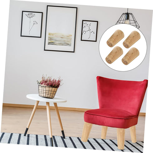 4Pcs Set WOONEKY Wooden Cabinet Bun Feet Replacement Furniture Legs Bearing Weight for Sofa Couch Armchair Coffee Table