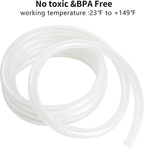 1’’ ID × 1-19/64" OD - 10 ft Clear Braided Hose, High Pressure Flexible PVC Tube for Water Air Oil Transfer, BPA Free