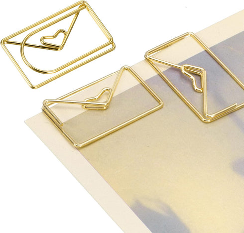YOKIVE 20 Pcs Gold Envelope Shape Paper Clips, Great for Daily Use, Keep Desk Neat, Art, Home