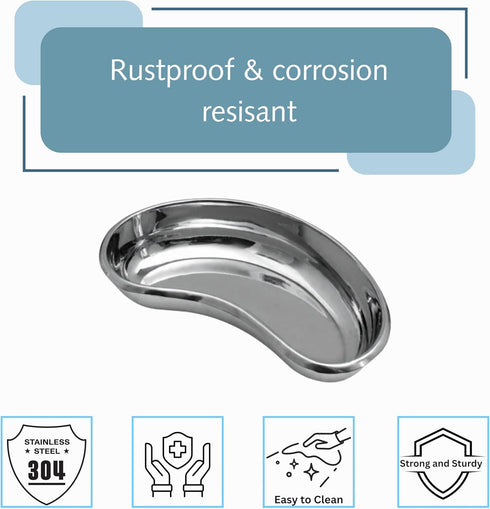 BOSKY 6" inch 12 oz 3-Pack Stainless Steel Small Kidney Tray Basin Emesis Bowl Surgical Utility Reusable Dish