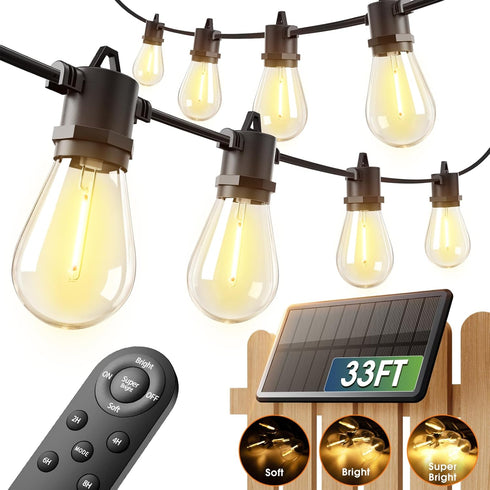 addlon 33FT (27+6) Solar String Lights for Outside Outdoor Waterproof with USB