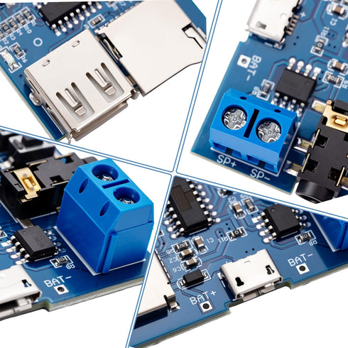 mp3 5v Super decoder - dfplayer mini Module with Audio Amplifier and Recorder for tf Card u Disk Play, Micro USB Power
