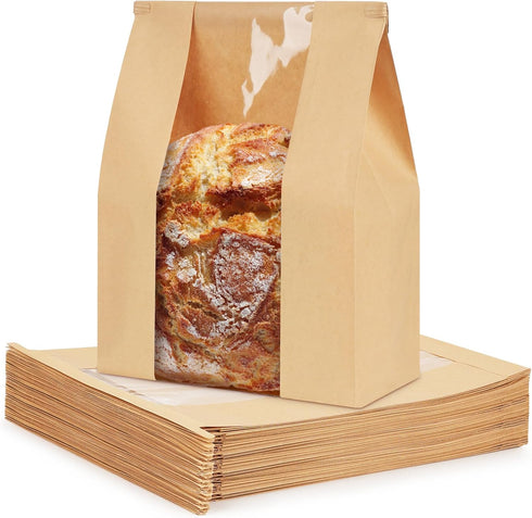 Foranda 50 Pack Paper Bread Bags for Sourdough, Large Bread Bags with Tabs