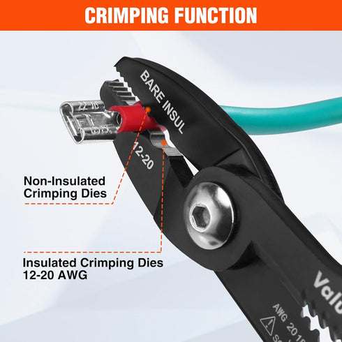 Valuemax 4-in-1 Wire Stripper Tool, Wire Cutters, Crimping Tool, Multifunctional Electrician Pliers for 10-20 AWG