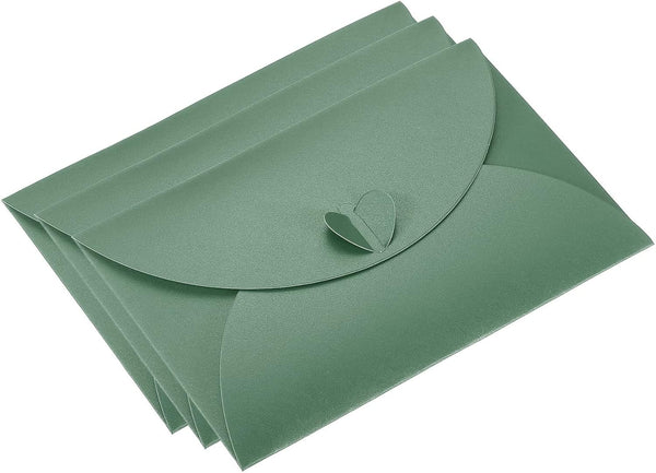 PATIKIL Gift Card Envelopes, 24 Pack Heart Shaped Clasp Mini Envelope for Birthdays Weddings, Dark Green