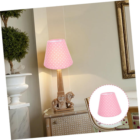 Angoily Creative Polka Dot Cloth Lampshade Cover Simple Round Fabric Light Cover with Durable Bracket Soft Light