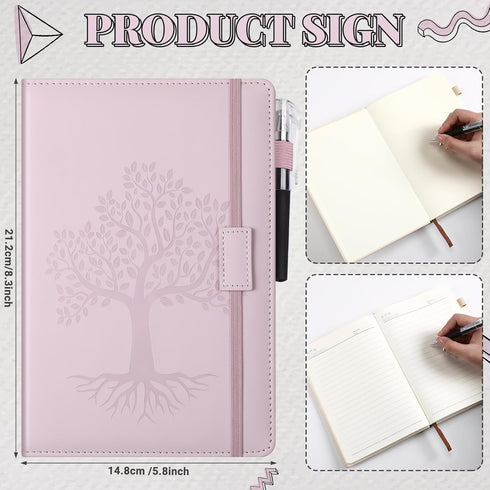 Estune 10 Pack Lined Journal Notebook - A5 Tree of Life Hardcover Leather Journal with 10 Pens for Travel and Work