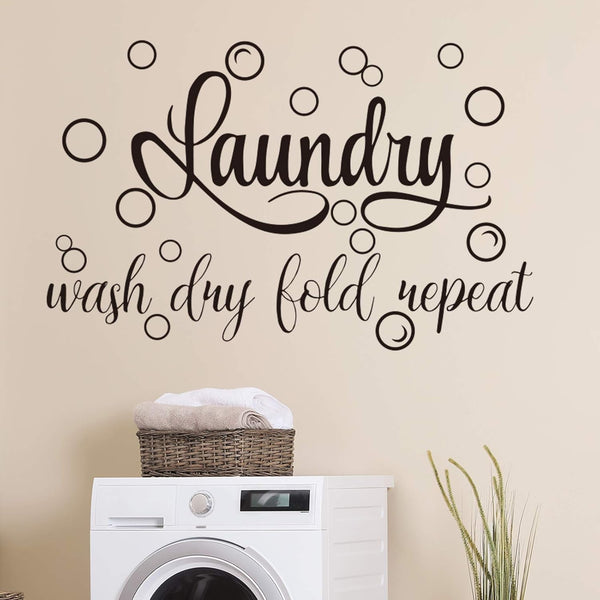 Zonon Laundry Room Sign Decals Decor Bubble Quote Stickers for Bathroom Home Decorations, Wash Dry Fold Repeat (13.8 x