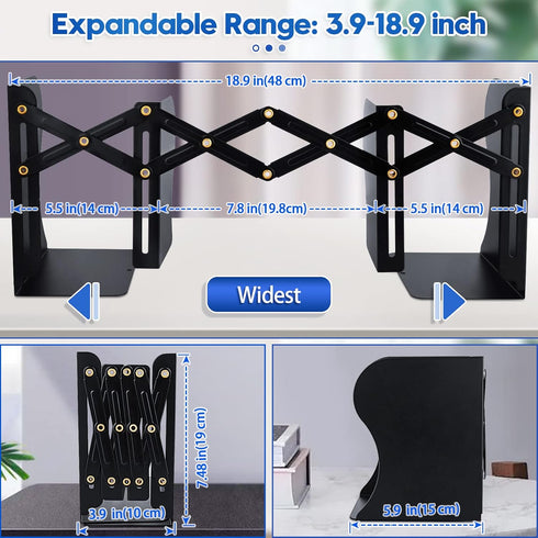 Heavy Duty Book End, Adjustable Bookends for Shelves, Decorative Book Organizer for Desk, Sturdy Metal Holder