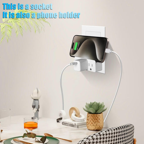 Grounded Adapter 3-Prong to 2-Prong Triple Outlet Converter - UL Listed 3 Pin to 2 Pin Polarized Plug Extender Power Strip, Wall Plug Splitter with 3 AC Outlets for Household Appliances (1)