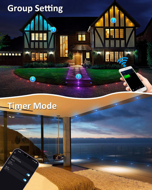 1.22 12V INDARUN RGB Deck Lighting Deck Lights Outdoor Waterproof, Low Voltage Deck Lights with Remote, Smart Deck