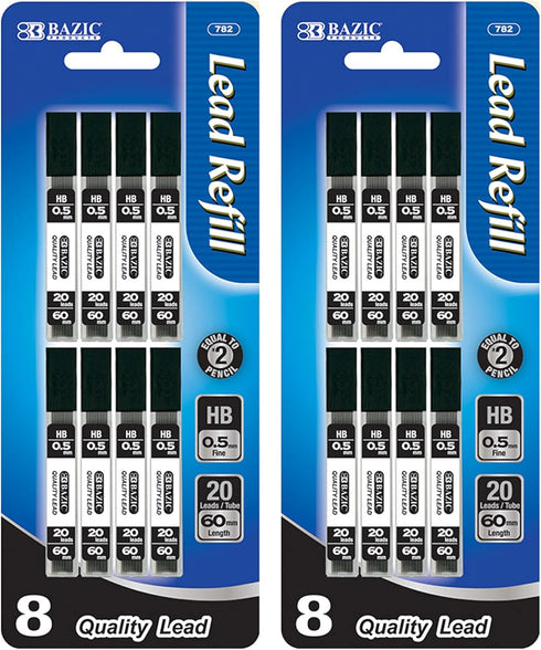 BAZIC Mechanical Pencil Lead Refills HB 0.5mm, 160 Count/Pack, Graphite Refill for Drawing and Writing
