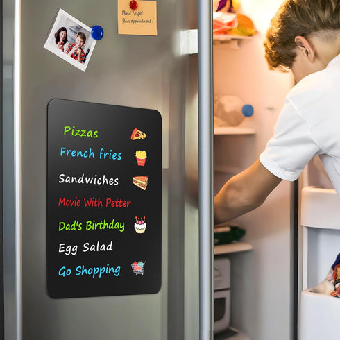 MaxGear Magnetic Black Dry Erase Board Sheet for Refrigerator, 16"x12" Fridge Whiteboard for Kitchen, Family Planner