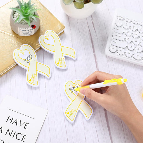 Fulmoon 24 Pieces Childhood Cancer Awareness Note Pad, 40 Sheets Yellow Ribbon Awareness Items for Charity Campaign