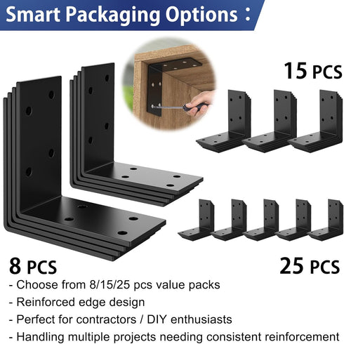 GZQIUYI 3x3 Inch 90 15 Pack Corner Bracket, Heavy Duty Galvanized L Brackets, Angle Corner Braces for Deck Posts, Wood