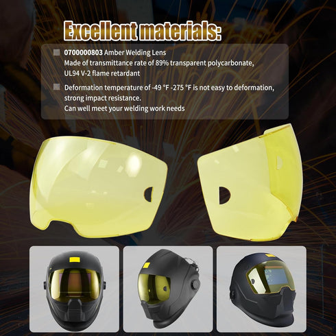 AQBB 5-Pack 0700000803 A50, A50 Part,3.94" 2.36"Visible Amber Front Cover Lens Compatible With Sentinel Welding Lens