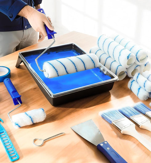MAXWAVE 34 Set, 4" 9" 1.63 4 Paint Roller Kit with Extension Pole, Piece and Paint Rollers, Ft to Ft Pole, Painting