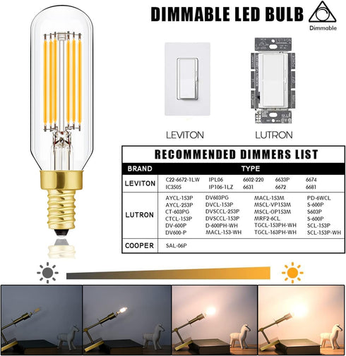Leools E12 LED Bulb, Dimmable 6W Equal to 60 Watt, Soft White 3000K, E12 Candelabra Bulb, 6-Pack