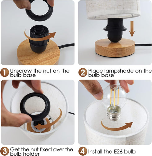 Small Bedside Table Lamp with 3 Color Temperatures | Minimalist Dimmable Nightstand Lamp for Study & Reading