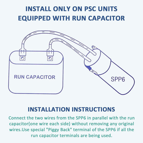 SPP6 Hard Start Kit for Air Conditioner - AC Hard Start Capacitor Increases Starting Torque for 4,000 to 120,000 BTU