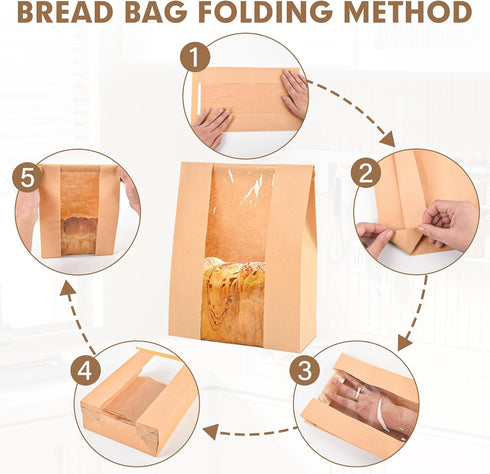 VANKUTL 120pcs 14"x8.3"x3.5" 130 Bread Bags for Homemade Bread Sourdough, Sourdough Paper With Window Sourdough Bread