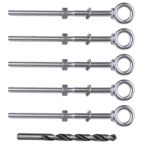 Muzata 5 Pack 1/4" x 5" Eye Bolts with Nuts Washers, T316 Stainless Steel Threaded Eyebolts for Heavy Duty Lifting