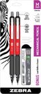 Zebra Pen M-350 Mechanical Pencil, 0.7mm Point Size, Crimson Red Barrel, 2 Pack