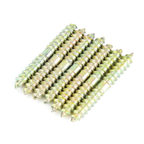 20pcs M5 40mm Dowel Iron Double Ended Zinc Plating Self-Tapping Thread to Wood Dowel