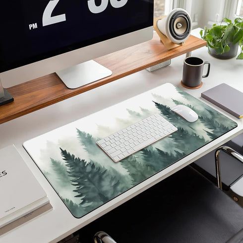 Extended Large Gaming Mouse Pad, Misty Forest XXL Desk Mat for Desktop, Non-Slip Rubber Base, 35.4"X15.7"