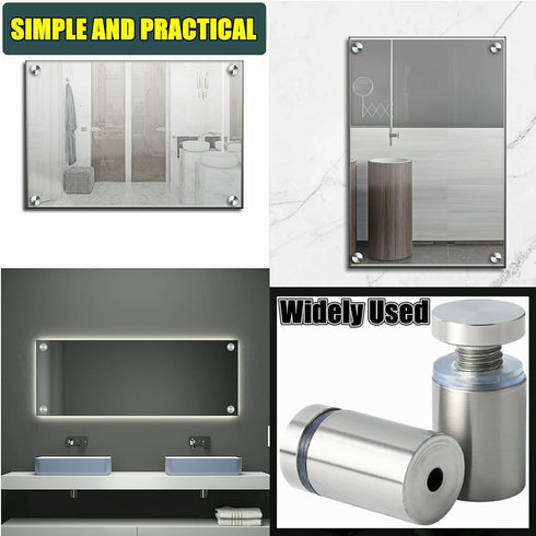 Alise 1" x 1.38'' Wall Mount Glass Standoff Screws - Pack of 4, Stainless Steel Sign Mounting Bracket Hardware, Brushed