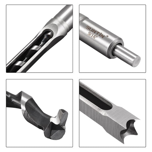 uxcell 9/16" x 210mm Square Hole Drill Bits for Wood, Mortising Chisel Bit Auger Spur Cutter Tool