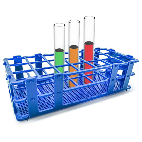 3 Packs Blue Plastic Test Tube Rack, 21 Holes Holder for 30mm Tubes, Detachable